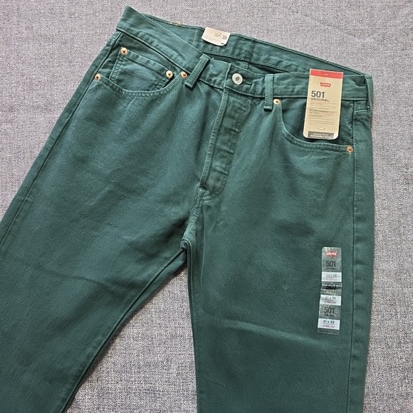 Levi's Other - Levis 501 Original Fit Jeans Green 31x32 Straight Leg Button Fly Mens NWT